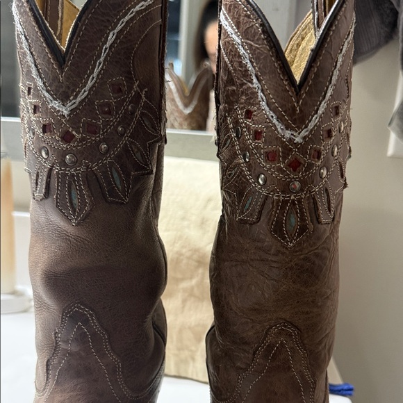 Tony Lama Brown Western Boots - Picture 2 of 4